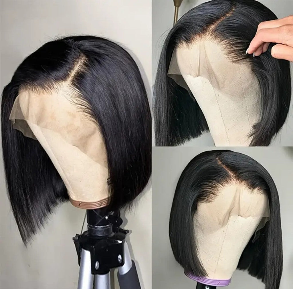 Bresilienne 10"Brazilian Hair Glueless Frontal Lace Short Straight Bob