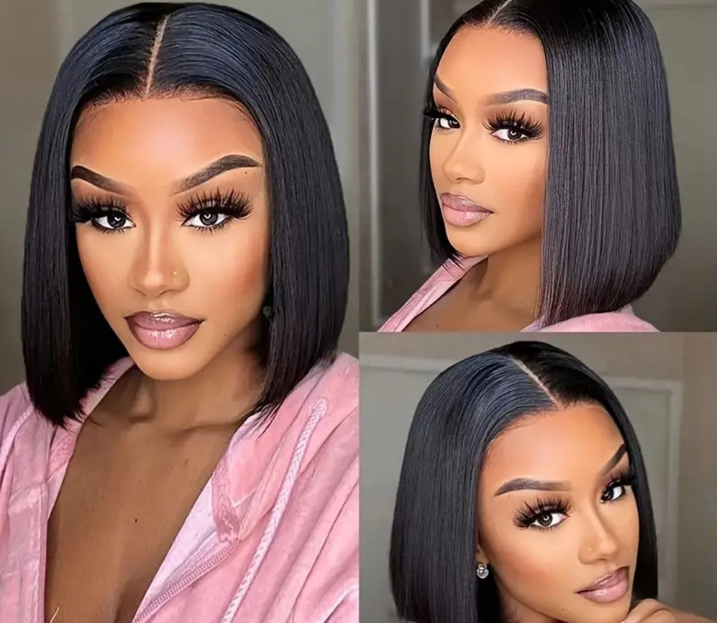 Bresilienne 10"Brazilian Hair Glueless Frontal Lace Short Straight Bob